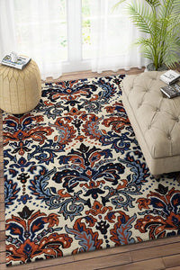 IVORY MULTICOLOR DAMASK HAND TUFTED CARPET by Imperial Knots - Image 2