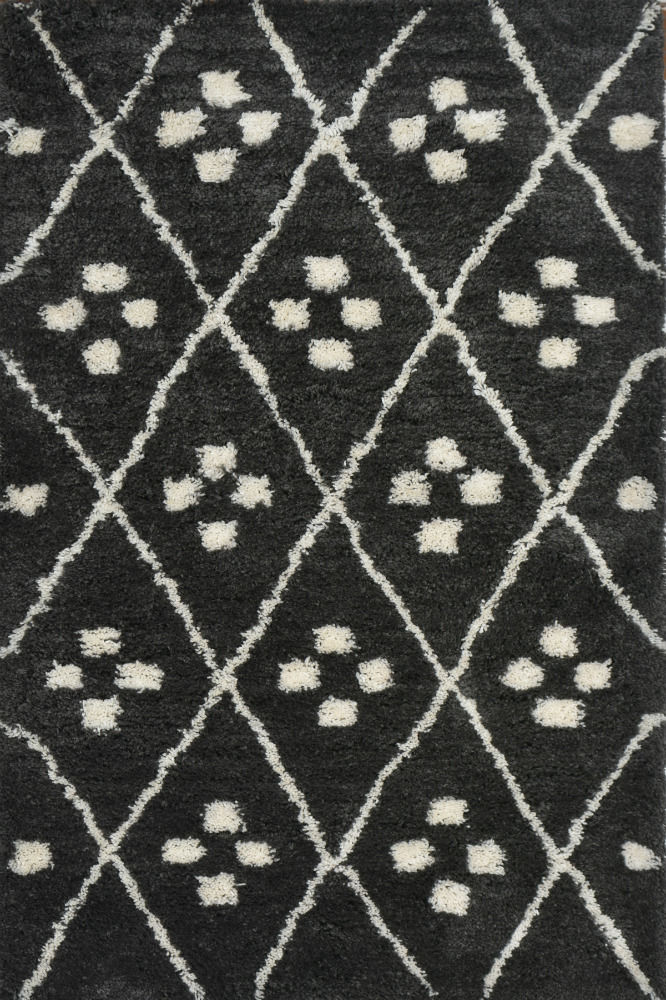 CHARCOAL WHITE TRIBAL HAND TUFTED CARPET