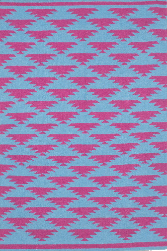 BLUE AZTEC HAND WOVEN KILIM DHURRIE