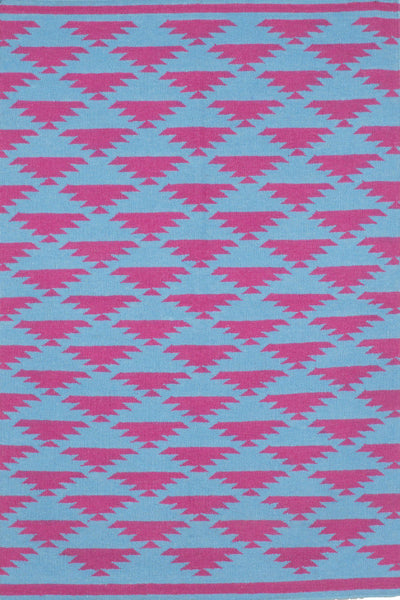 BLUE AZTEC HAND WOVEN KILIM DHURRIE