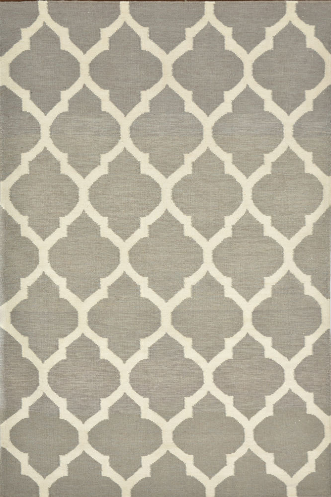 GREY IVORY MOROCCAN HAND WOVEN DHURRIE
