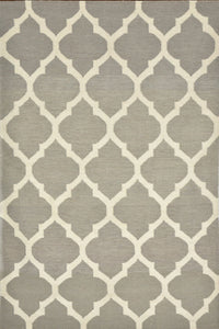 Grey ivory moroccan hand woven dhurrie wool hand-woven rug for bedroom