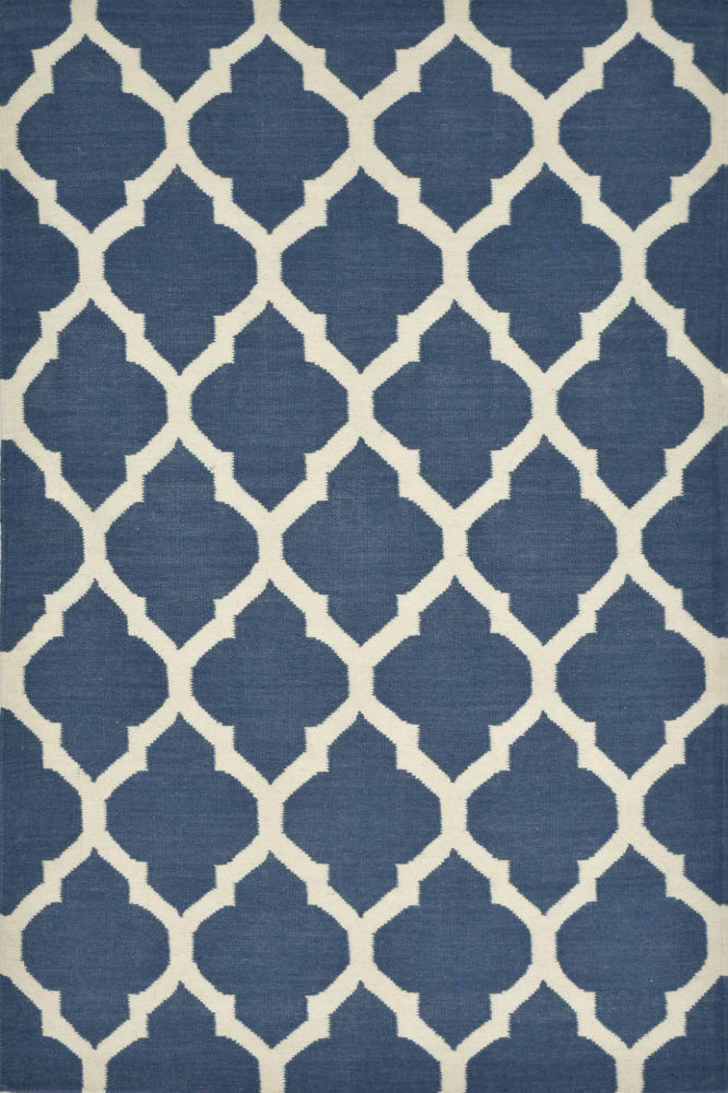 BLUE IVORY MOROCCAN HAND WOVEN DHURRIE