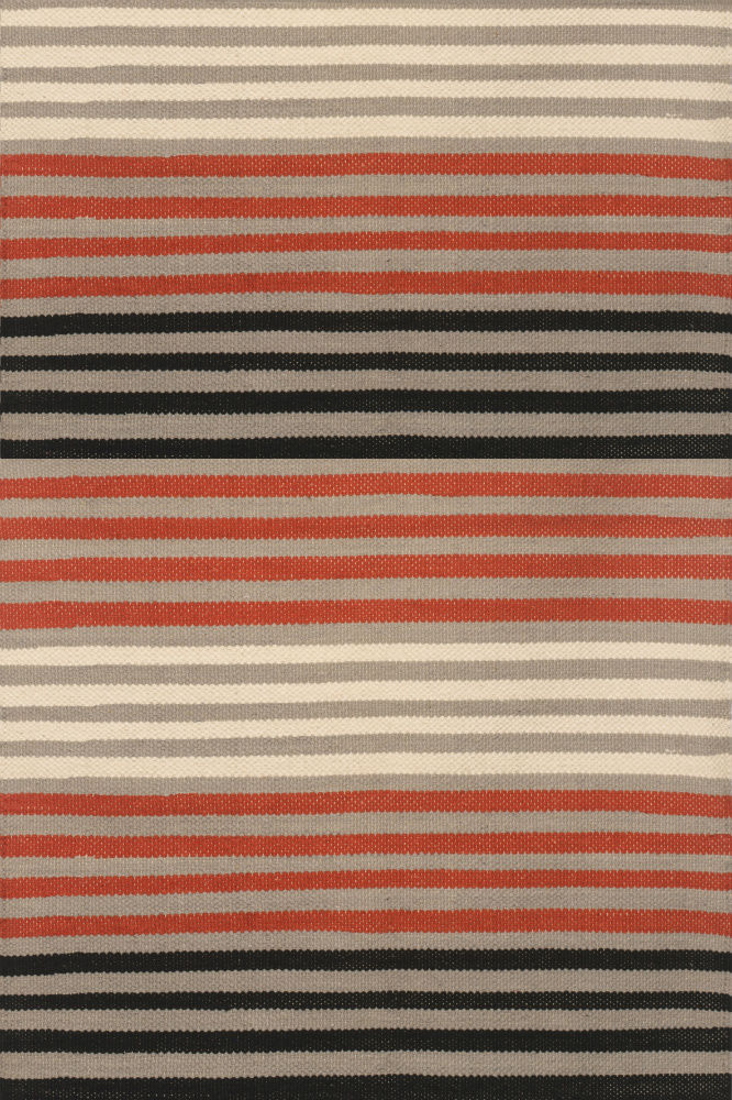 RED BLACK STRIPES HAND WOVEN COTTON DHURRIE