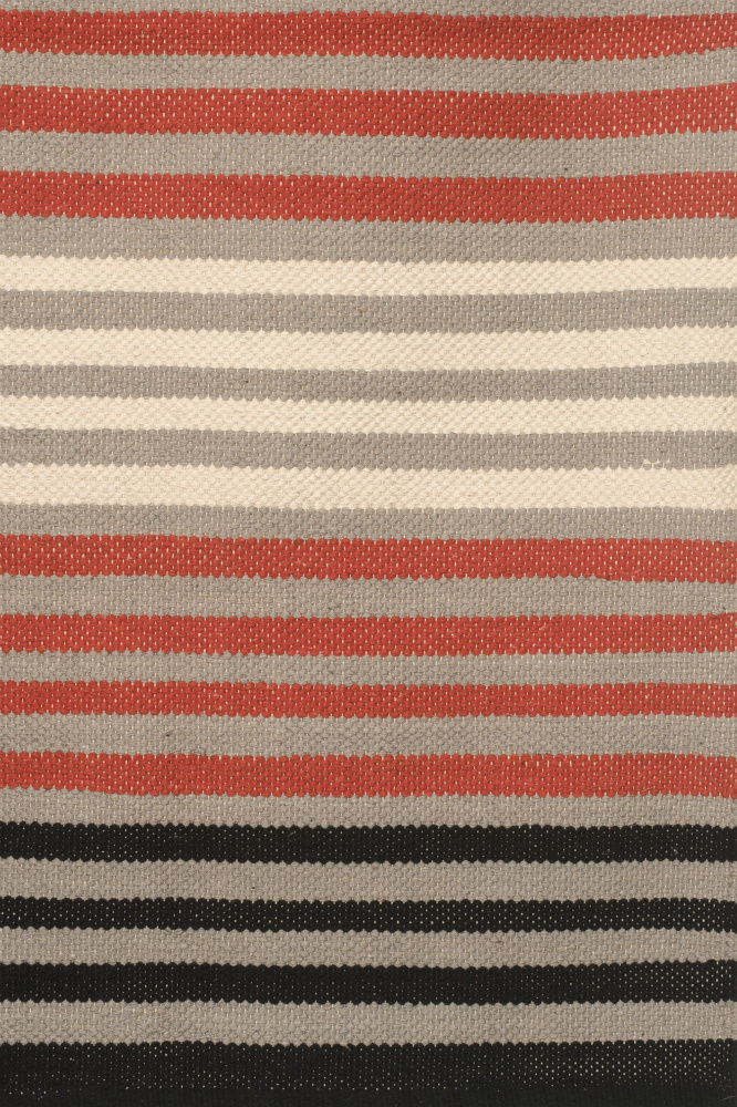 RED BLACK STRIPES HAND WOVEN COTTON DHURRIE