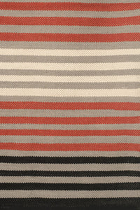 RED BLACK STRIPES HAND WOVEN COTTON DHURRIE by Imperial Knots - Image 3