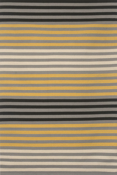YELLOW BLACK STRIPES HAND WOVEN COTTON DHURRIE
