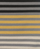 YELLOW BLACK STRIPES HAND WOVEN COTTON DHURRIE