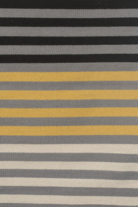 YELLOW BLACK STRIPES HAND WOVEN COTTON DHURRIE by Imperial Knots - Image 3