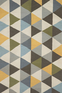 Multicolor triangles hand woven dhurrie wool hand-woven rug for bedroom