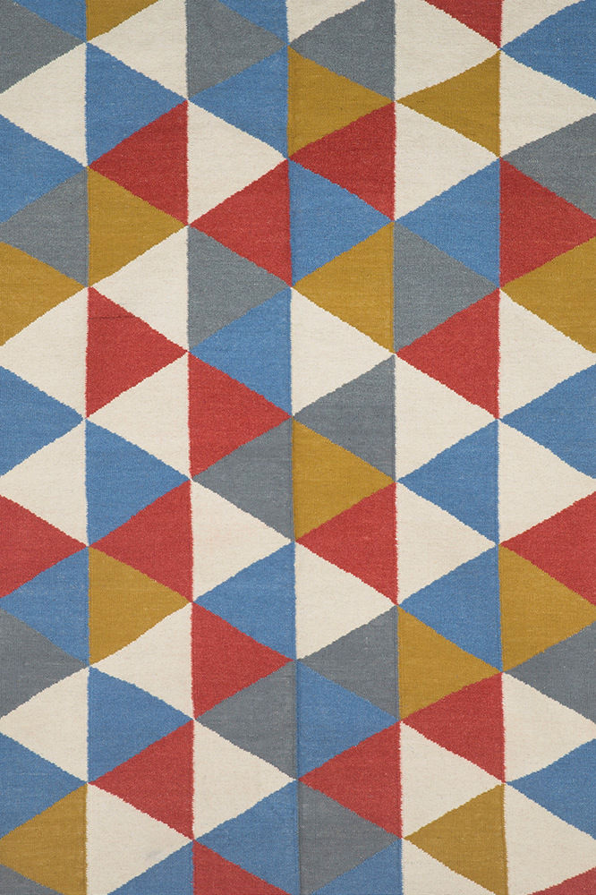 MULTICOLOR TRIANGLES HAND WOVEN DHURRIE