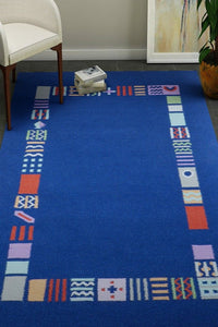 BLUE AZTEC HAND WOVEN KILIM DHURRIE by Imperial Knots - Image 2