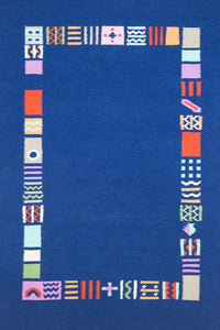 BLUE AZTEC HAND WOVEN KILIM DHURRIE by Imperial Knots - Image 1