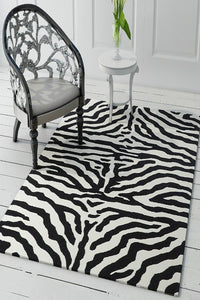BLACK AND WHITE ZEBRA STRIPES HAND TUFTED CARPET by Imperial Knots - Image 2
