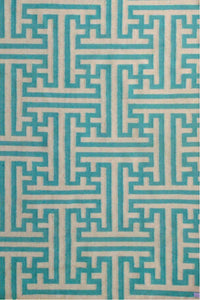 BLUE AND WHITE GREEK KEY HAND WOVEN DHURRIE by Imperial Knots - Image 2