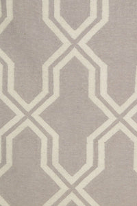 GREY AND IVORY TRELLIS HAND WOVEN DHURRIE by Imperial Knots - Image 2
