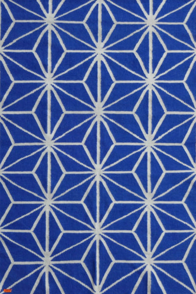 BLUE AND IVORY STAR HAND WOVEN DHURRIE