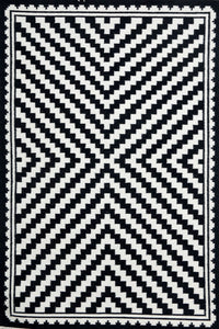 BLACK AND WHITE PIXEL HAND WOVEN DHURRIE by Imperial Knots - Image 1
