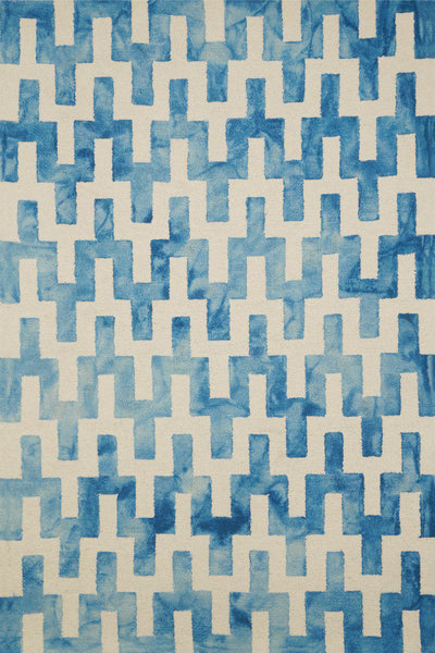 BLUE DIP DYED WISHBONE HAND TUFTED CARPET