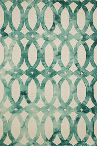IVORY GREEN DIP DYED LOOPS HAND TUFTED CARPET by Imperial Knots - Image 1