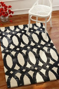 BLACK AND WHITE LOOPS DIP DYED HAND TUFTED CARPET by Imperial Knots - Image 2