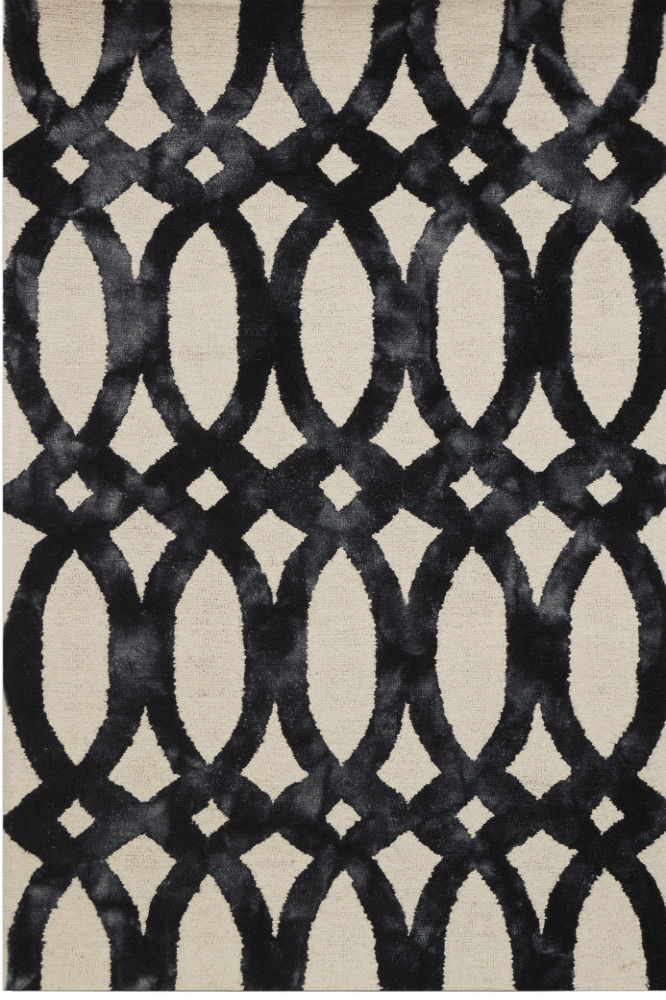 BLACK AND WHITE LOOPS DIP DYED HAND TUFTED CARPET