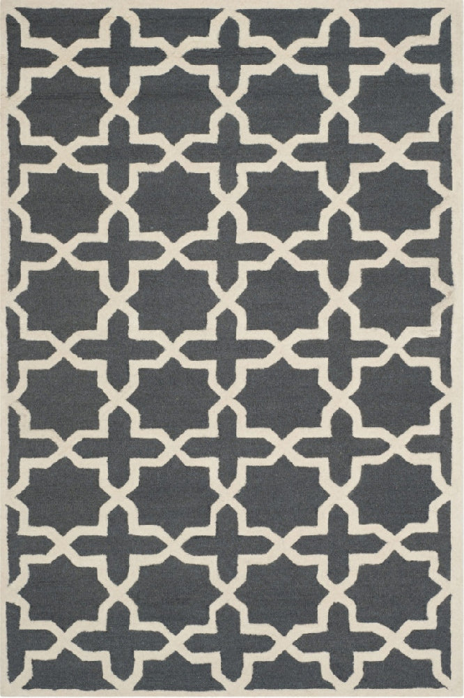 CHARCOAL AND IVORY TRELLIS HAND TUFTED CARPET