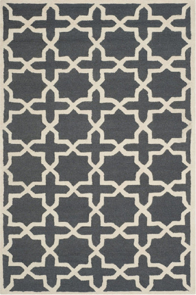 CHARCOAL AND IVORY TRELLIS HAND TUFTED CARPET