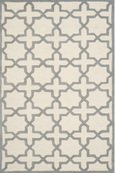GREY AND IVORY GEOMETRIC HAND TUFTED CARPET