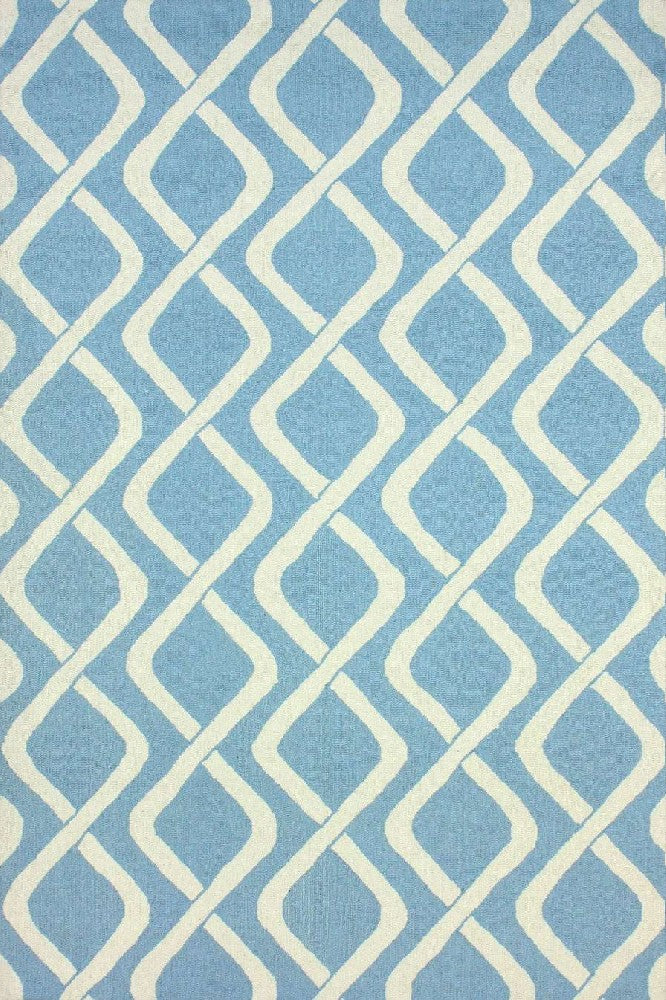 BLUE GEOMETRIC HAND TUFTED CARPET
