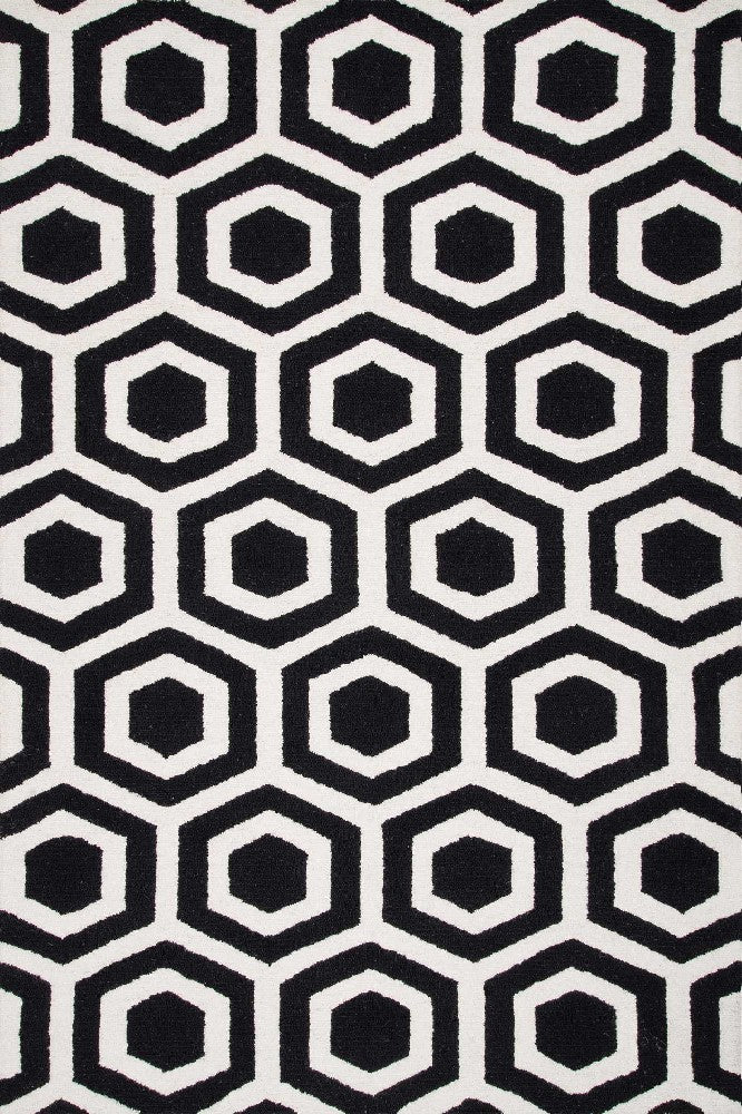 BLACK AND WHITE GEOMETRIC HAND TUFTED CARPET