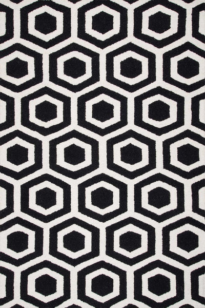 BLACK AND WHITE GEOMETRIC HAND TUFTED CARPET