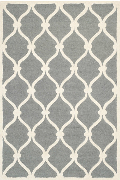 GREY AND IVORY GEOMETRIC HAND TUFTED CARPET