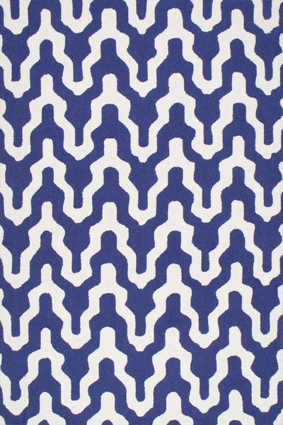 BLUE AND WHITE CHEVRON HAND TUFTED CARPET