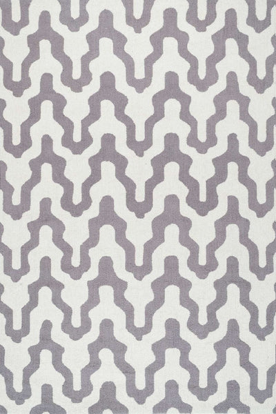 GREY AND WHITE CHEVRON HAND TUFTED CARPET