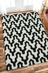 BLACK AND WHITE CHEVRON HAND TUFTED CARPET by Imperial Knots - Image 2