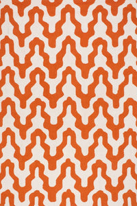 ORANGE AND WHITE CHEVRON HAND TUFTED CARPET by Imperial Knots - Image 1
