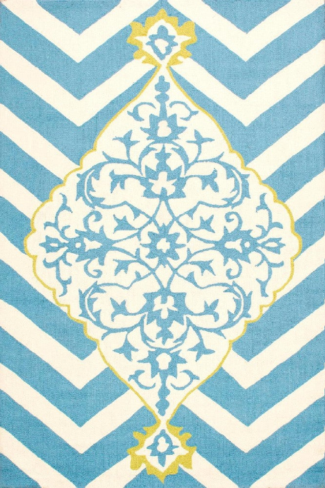 BLUE CHEVRON HAND TUFTED CARPET