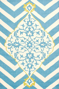 BLUE CHEVRON HAND TUFTED CARPET by Imperial Knots - Image 1
