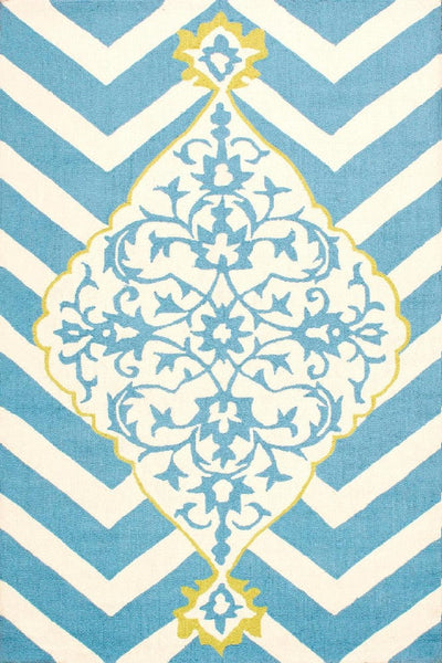 BLUE CHEVRON HAND TUFTED CARPET