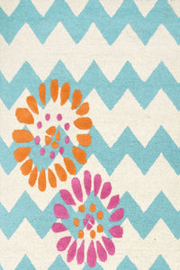 BLUE AND WHITE CHEVRON HAND TUFTED CARPET by Imperial Knots - Image 3