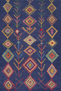 NAVY BLUE MULTICOLOR GEOMETRIC HAND TUFTED CARPET by Imperial Knots - Image 1