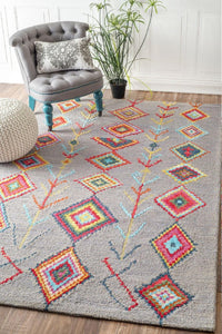 GREY MULTICOLOR GEOMETRIC HAND TUFTED CARPET by Imperial Knots - Image 2