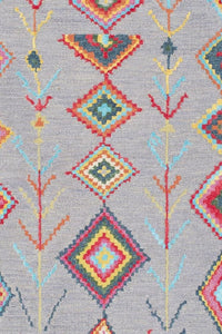 GREY MULTICOLOR GEOMETRIC HAND TUFTED CARPET by Imperial Knots - Image 3