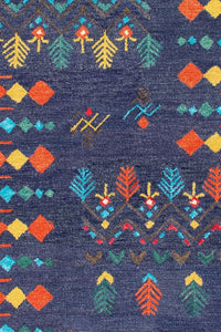 BLUE MULTICOLOR GEOMETRIC HAND TUFTED CARPET by Imperial Knots - Image 2