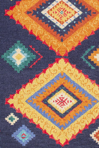 NAVY BLUE MULTICOLOR GEOMETRIC HAND TUFTED CARPET by Imperial Knots - Image 3