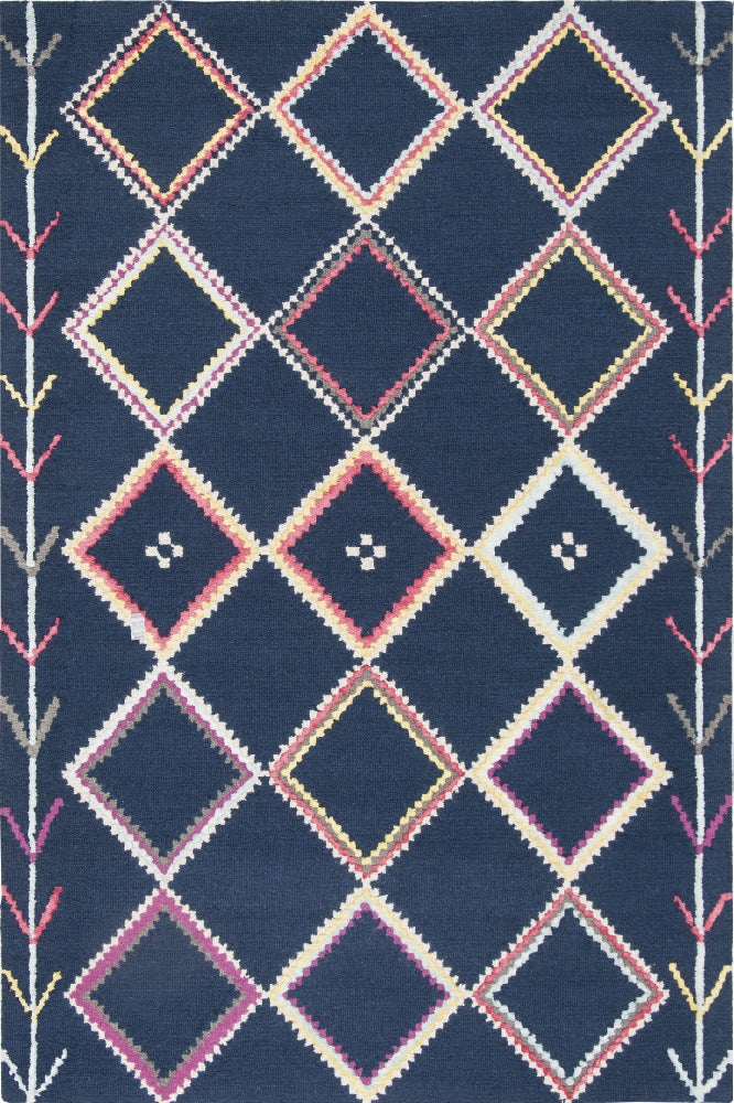 BLUE GEOMETRIC HAND TUFTED CARPET