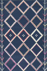BLUE GEOMETRIC HAND TUFTED CARPET by Imperial Knots - Image 1