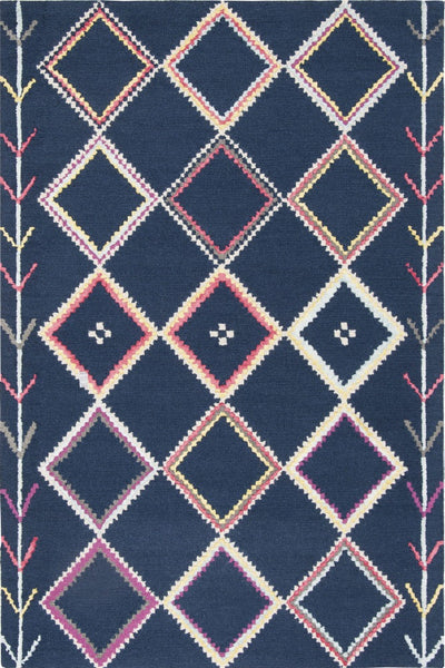 BLUE GEOMETRIC HAND TUFTED CARPET