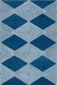 BLUE GEOMETRIC HAND TUFTED CARPET by Imperial Knots - Image 1